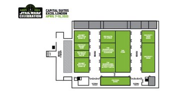 Capital Suites on Level 3 house the Jedi Master VIP Lounge, Holonet News Stages, STEAM Academy Classroom and Activity Center, Droid builders, Fan Stage and University Stage. 